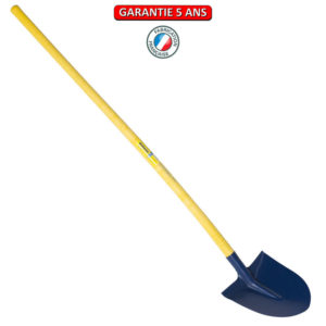 Pelle Alsace, avec rebord.  Emmanché compo tube courbe 135.  Largeur de 28 cm.