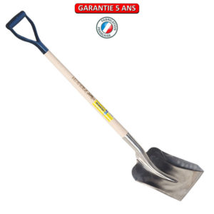 Pelle inox auto 26 x 24 cm manche poignée YD 75 cm. Outil à main de déneigement.
