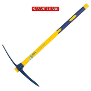 Pioche terrassier oeil rond  2,5 Kg. manche composite tri-matière incassable.