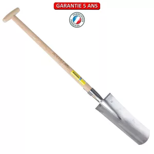 Louchet Benelux, à anneau 36 cm.  Emmanché béquille tournée 80 cm.