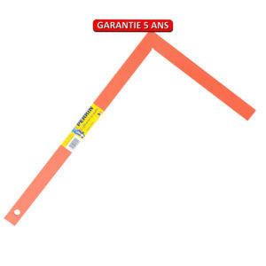 Equerre.  500 x 30 x 5 cm.  Outil à main de maçonnerie.  Peinture orange.