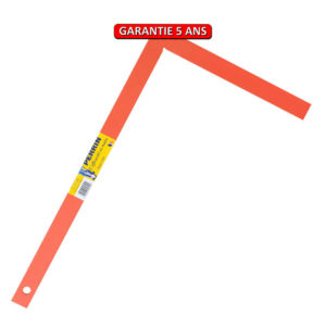 Equerre.  800 x 30 x 5 cm.  Outil à main de maçonnerie.  Peinture orange.
