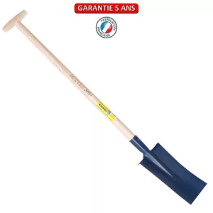 Bêche Nord, à rebord.  Emmanché béquille tournée 95. Longueur du fer: 28 cm.