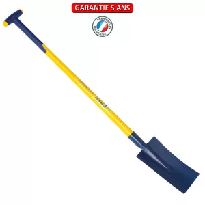 Bêche Nord 28 cm manche composite tri-matière, incassable béquille 90 cm.