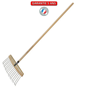 Balai à feuilles et gazon 'bois/acier", 16 dents. Emmanché droit 150.
