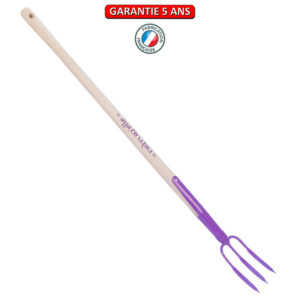 Fourche à rosier, 3 dents.  Emmanché 90 PEFC.  Couleur framboisine.