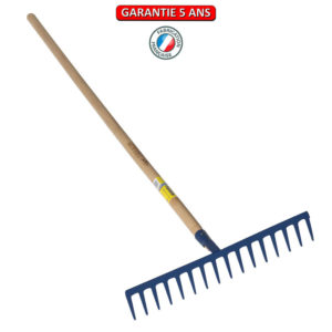 Râteau forgé, 12 dents droites.  Emmanché 150.  Outil à main de jardin.