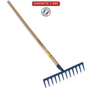 Râteau forgé, 14 dents droites.  Emmanché 165.