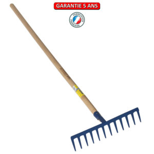 Râteau forgé, 16 dents droites.  Emmanché 165.