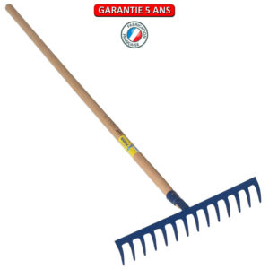 Râteau forgé 14 dents courbes manche bois 1,5 m