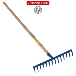 Râteau forgé 16 dents courbes manche bois 1,5 m