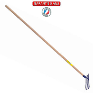 Râteau forgé, 12 dents courbes. Emmanché 165. Outil à main de jardin.