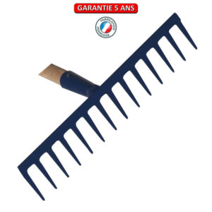 Râteau soudé, 16 dents droites.  Sans manche.  Outil à main de jardin.