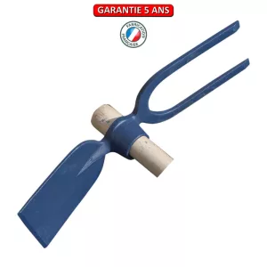 Serfouette de vigne forgée panne et fourche.  Sans manche. Longueur: 40 cm.