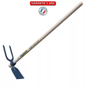 Serfouette de vigne forgée panne et fourche 40 cm.  Emmanché droit 100.