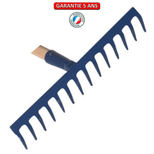 Râteau soudé, 16 dents courbes.  Sans manche.