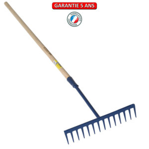 Râteau à bitume, 14 dents.  Emmanché droit 150 cm.