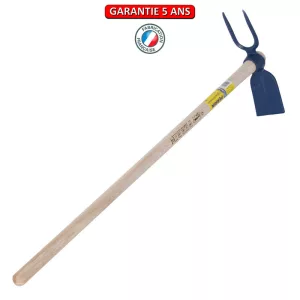 Serfouette forgée panne et fourche.  Emmanché droit 100.  Longueur de 26 cm.