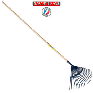 Balai à gazon, 22 dents fil plat.  150 cm.  Emmanché droit.