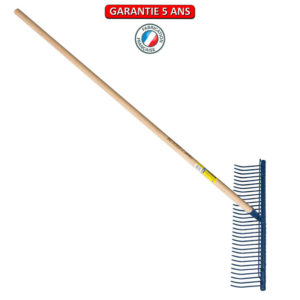 Râteau à gazon, 32 dents.  Emmanché droit 150 cm.  Outil à main de jardin.