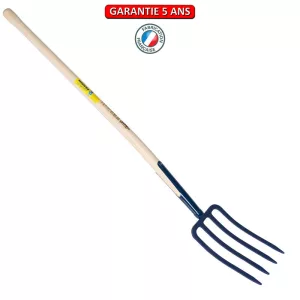 Fourche à bêcher à soie, 4 dents triangulaires 27 cm. Emmanché pomme 95.