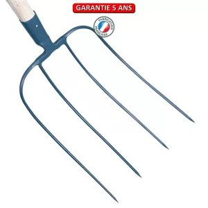 Fourche d'écurie large à 4 dents 28 cm. Sans manche. Outil à main de jardin.