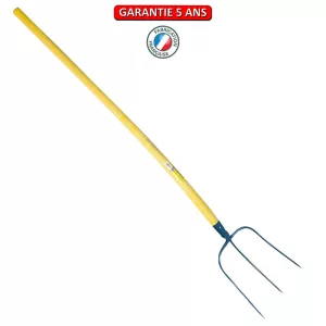 Fourche à faner, à douille, 3 dents.  Emmanché composite tubé 135.