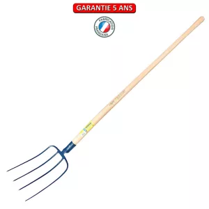 Fourche à fumier, 4 dents, 30 cm. Emmanché bois tubé 135.
