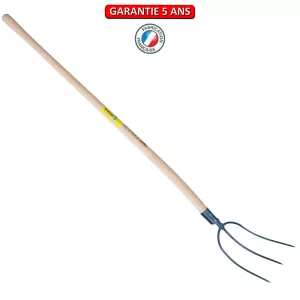 Fourche à foin, à douille 3 dents 29 cm.  Emmanché droit 135.