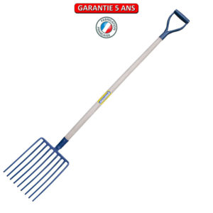 Fourche à cailloux, 9 dents.  Manche poignée YD.  Outil à main de jardin.
