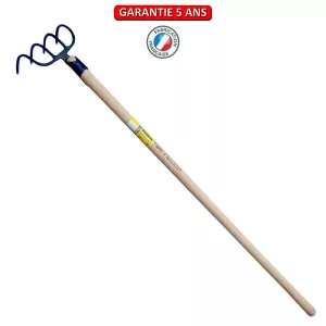 Croc à fumier, 4 dents courtes, 14 cm.  Emmanché droit 135.