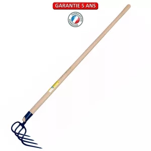 Croc à fumier à douille.  4 dents 21 cm.  Emmanché pomme 135.