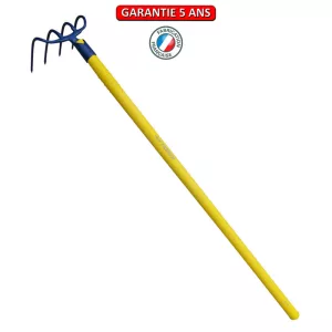 Croc à fumier, à douille, 4 dents 21 cm. Emmanché compo tube 115.