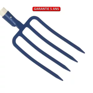 Fourche à bêcher à douille 4 dents 29 cm légèrement triangulaires. Sans manche.