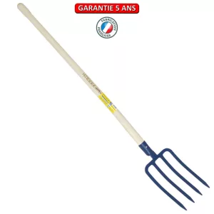 Fourche à bêcher à douille, 4 dents triangulaires 27 cm.  Emmanché pomme 105.