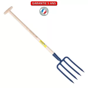 Fourche à bêcher à douille 27 cm, 4 dents triangulaires manche béquille 95.