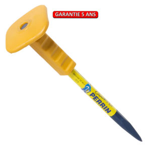 Broche réaffûtable, avec pare-coups.  35 cm. Outil à main de maçonnerie.