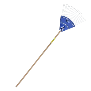 Balai gazon PP/ACIER dents rondes "stop-feuilles" - portée ronde EM bois 150cm